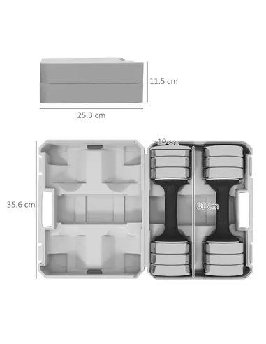 SPORTNOW Adjustable Dumbbells Weights Set with Storage Box, 10kg x 2