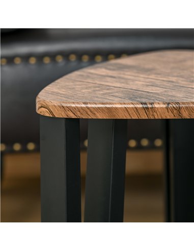 HOMCOM Nest of Tables, Coffee Table Set of 3, Triangle Nesting Tables with Metal Legs, Industrial End Side Table for Living Room