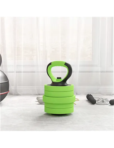 SPORTNOW 20kg Four-In-One Adjustable Weight Dumbbells Set, Barbell, Kettlebell, Push Up Stand - Green