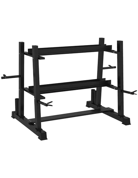 SPORTNOW 3-Tier Dumbbell Rack, Versatile Weight Rack with 4 Weight Rods for Dumbbells, Kettlebells and Plates (Rack Only)
