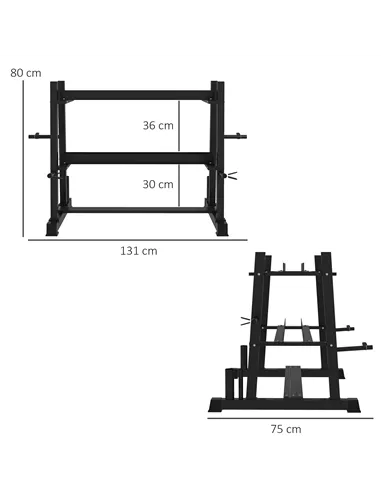 SPORTNOW 3-Tier Dumbbell Rack, Versatile Weight Rack with 4 Weight Rods for Dumbbells, Kettlebells and Plates (Rack Only)