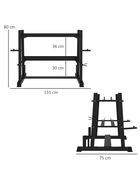 SPORTNOW 3-Tier Dumbbell Rack, Versatile Weight Rack with 4 Weight Rods for Dumbbells, Kettlebells and Plates (Rack Only)