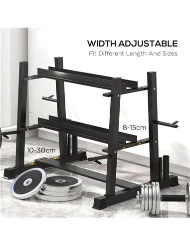 SPORTNOW 3-Tier Dumbbell Rack, Versatile Weight Rack with 4 Weight Rods for Dumbbells, Kettlebells and Plates (Rack Only)