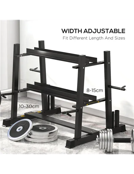 SPORTNOW 3-Tier Dumbbell Rack, Versatile Weight Rack with 4 Weight Rods for Dumbbells, Kettlebells and Plates (Rack Only)