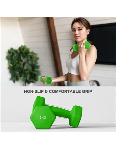 SPORTNOW 2 x 1kg, 2 x 2kg, 2 x 3kg Dumbbells Set with Dumbbell Rack, Hand Weights for Home Gym Training