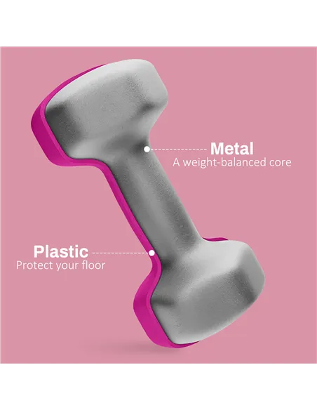 SPORTNOW 2 x 3kg Hexagonal Dumbbells Weights Set with Non-Slip Grip for Home Gym Workout, Pink