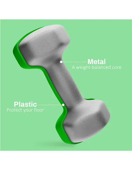 SPORTNOW 2 x 5kg Hexagonal Dumbbells Weights Set with Non-Slip Grip for Home Gym Workout, Green