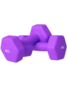 SPORTNOW 2 x 4kg Hexagonal Dumbbells Weights Set with Non-Slip Grip for Home Gym Workout, Purple