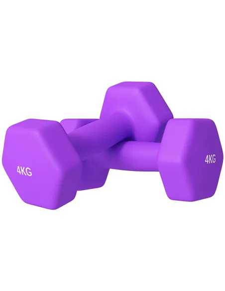 SPORTNOW 2 x 4kg Hexagonal Dumbbells Weights Set with Non-Slip Grip for Home Gym Workout, Purple