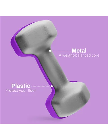 SPORTNOW 2 x 4kg Hexagonal Dumbbells Weights Set with Non-Slip Grip for Home Gym Workout, Purple