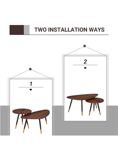 HOMCOM Set of Two Scandinavian-Style Coffee Tables - Walnut