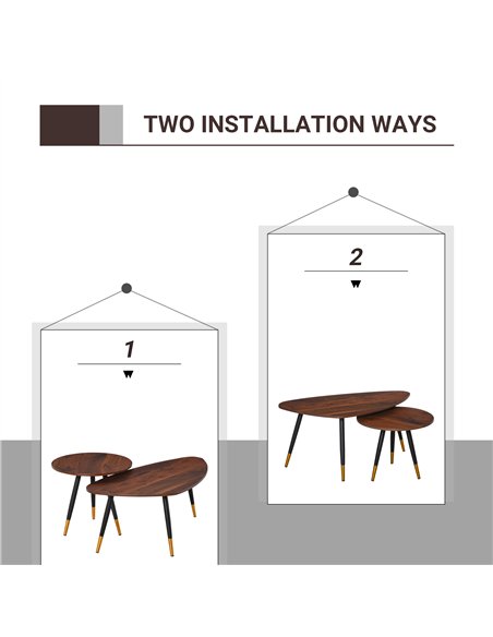 HOMCOM Set of Two Scandinavian-Style Coffee Tables - Walnut