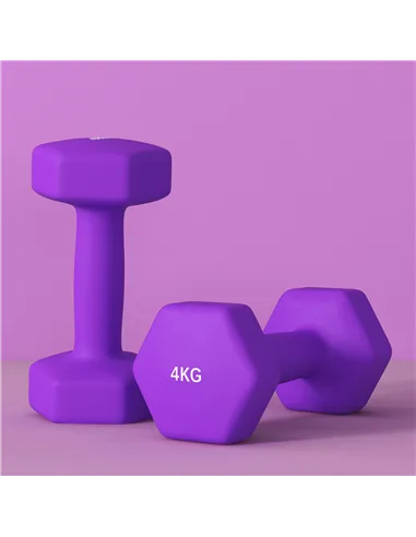 SPORTNOW 2 x 4kg Hexagonal Dumbbells Weights Set with Non-Slip Grip for Home Gym Workout, Purple