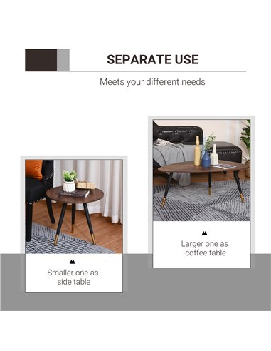 HOMCOM Set of Two Scandinavian-Style Coffee Tables - Walnut