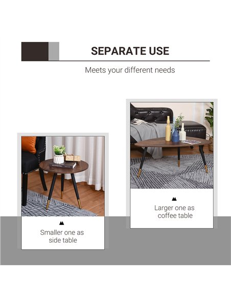 HOMCOM Set of Two Scandinavian-Style Coffee Tables - Walnut