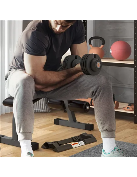 SPORTNOW Adjustable Dumbbells Set, 4-in-1 Weights Set with Storage Tray, Non-Slip Handle, 6kg, 11kg, 16kg, 20kg