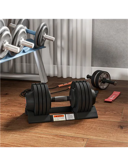SPORTNOW Adjustable Dumbbells Set, 4-in-1 Weights Set with Storage Tray, Non-Slip Handle, 6kg, 11kg, 16kg, 20kg