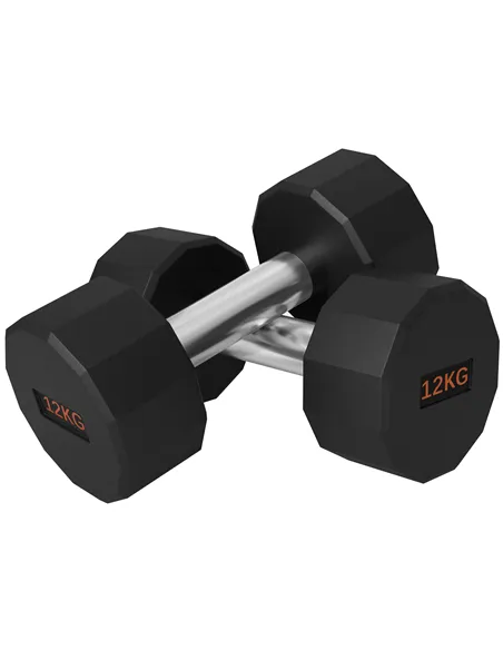 SPORTNOW Dumbbells Weights Set with 12-Sided Shape and Non-Slip Grip for Men Women Home Gym Workout, 2 x 12kg