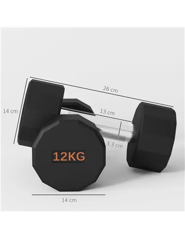 SPORTNOW Dumbbells Weights Set with 12-Sided Shape and Non-Slip Grip for Men Women Home Gym Workout, 2 x 12kg