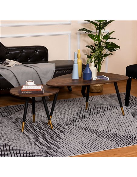 HOMCOM Set of Two Scandinavian-Style Coffee Tables - Walnut