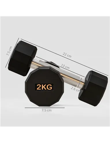 SPORTNOW Dumbbells Weights Set with 12-Sided Shape and Non-Slip Grip for Men Women Home Gym Workout, 2 x 2kg