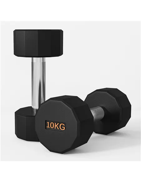 SPORTNOW Dumbbells Weights Set with 12-Sided Shape and Non-Slip Grip for Men Women Home Gym Workout, 2 x 10kg