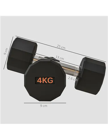 SPORTNOW Dumbbells Weights Set with 12-Sided Shape and Non-Slip Grip for Men Women Home Gym Workout, 2 x 4kg