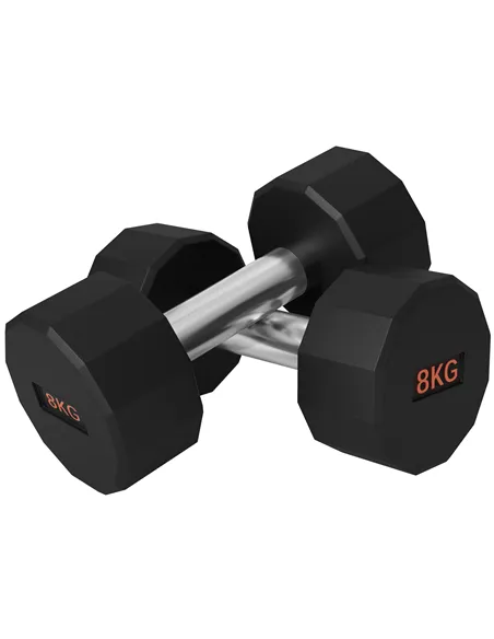 SPORTNOW Dumbbells Weights Set with 12-Sided Shape and Non-Slip Grip for Men Women Home Gym Workout, 2 x 8kg