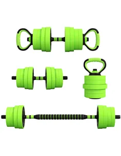 SPORTNOW 30kg Four-In-One Adjustable Weight Dumbbells Set, Barbell, Kettlebell, Push Up Stand - Green