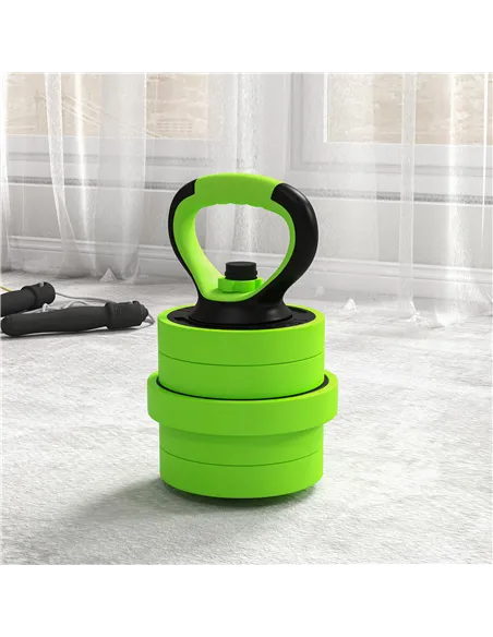 SPORTNOW 30kg Four-In-One Adjustable Weight Dumbbells Set, Barbell, Kettlebell, Push Up Stand - Green