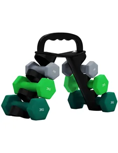 SPORTNOW Dumbbells Set with Storage Rack, 2 x 1kg, 2 x 2kg, 2 x 3kg, Grey