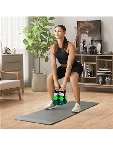 SPORTNOW Dumbbells Set with Storage Rack, 2 x 1kg, 2 x 3kg, 2 x 5kg, Grey