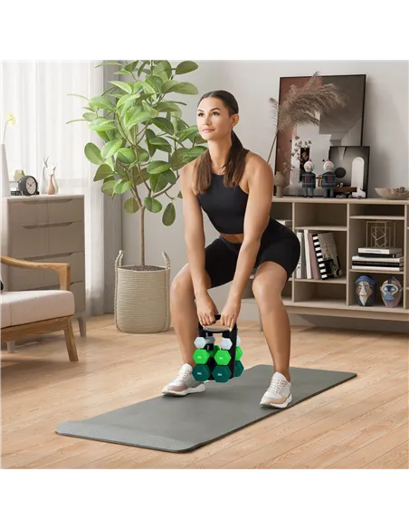 SPORTNOW Dumbbells Set with Storage Rack, 2 x 1kg, 2 x 3kg, 2 x 5kg, Grey