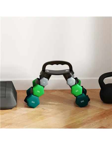 SPORTNOW Dumbbells Set with Storage Rack, 2 x 1kg, 2 x 3kg, 2 x 5kg, Grey
