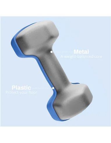 SPORTNOW 2 x 2kg Hexagonal Dumbbells Weights Set with Non-Slip Grip for Home Gym Workout, Blue