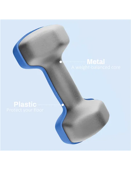 SPORTNOW 2 x 2kg Hexagonal Dumbbells Weights Set with Non-Slip Grip for Home Gym Workout, Blue