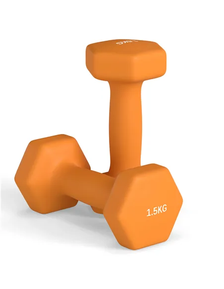 SPORTNOW 2 x 1.5kg Hexagonal Dumbbells Weights Set with Non-Slip Grip for Home Gym Workout, Orange