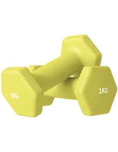 SPORTNOW 2 x 1kg Hexagonal Dumbbells Weights Set with Non-Slip Grip for Home Gym Workout, Yellow