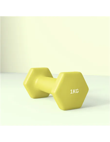 SPORTNOW 2 x 1kg Hexagonal Dumbbells Weights Set with Non-Slip Grip for Home Gym Workout, Yellow