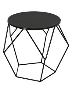 HOMCOM Round Side Table, Minimalist End Table with Steel Frame, Small Coffee Table for Living Room, Bedroom, Black