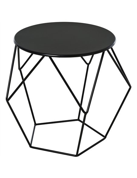 HOMCOM Round Side Table, Minimalist End Table with Steel Frame, Small Coffee Table for Living Room, Bedroom, Black