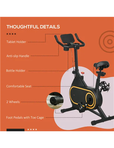 SPORTNOW Magnetic Indoor Cycling Bike, Exercise Bike with Silent Flywheel, LCD Display, Tablet Holder, Comfortable Seat