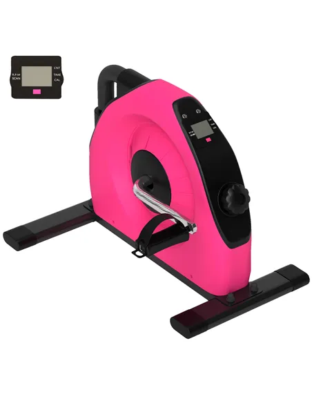 SPORTNOW Mini Exercise Bike, Portable Pedal Exerciser with LCD Display for Legs, Arms, Rehabilitation, Therapy, Pink
