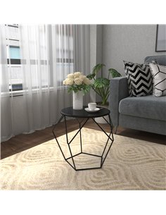 HOMCOM Round Side Table, Minimalist End Table with Steel Frame, Small Coffee Table for Living Room, Bedroom, Black 2