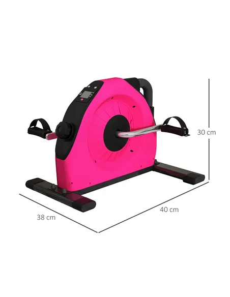 SPORTNOW Mini Exercise Bike, Portable Pedal Exerciser with LCD Display for Legs, Arms, Rehabilitation, Therapy, Pink