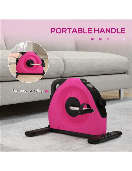 SPORTNOW Mini Exercise Bike, Portable Pedal Exerciser with LCD Display for Legs, Arms, Rehabilitation, Therapy, Pink