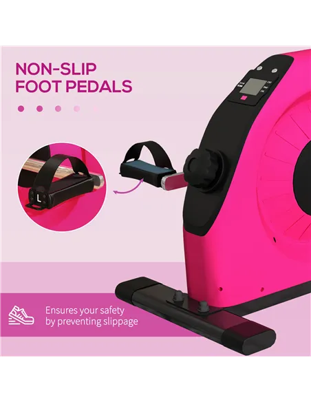 SPORTNOW Mini Exercise Bike, Portable Pedal Exerciser with LCD Display for Legs, Arms, Rehabilitation, Therapy, Pink
