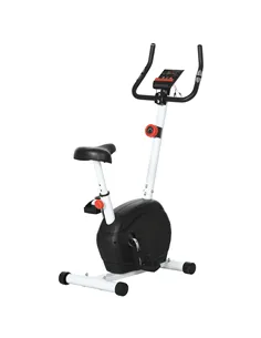 SPORTNOW Quiet Exercise Bike with 8-Level Magnetic Resistance and Heart Rate Sensor, for Home Gym, White and black