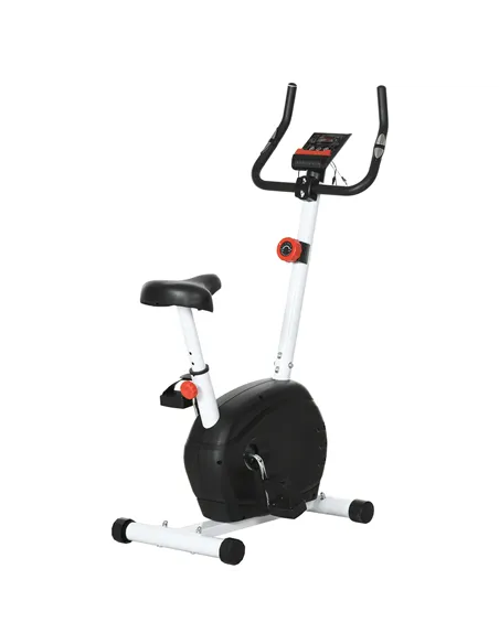 SPORTNOW Quiet Exercise Bike with 8-Level Magnetic Resistance and Heart Rate Sensor, for Home Gym, White and black