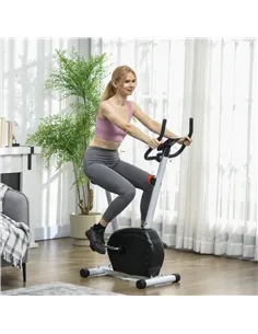 SPORTNOW Quiet Exercise Bike with 8-Level Magnetic Resistance and Heart Rate Sensor, for Home Gym, White and black 2
